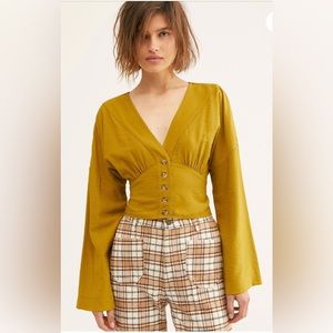 Free People Forever Yours Blouse, Size: Medium, Color: olive
